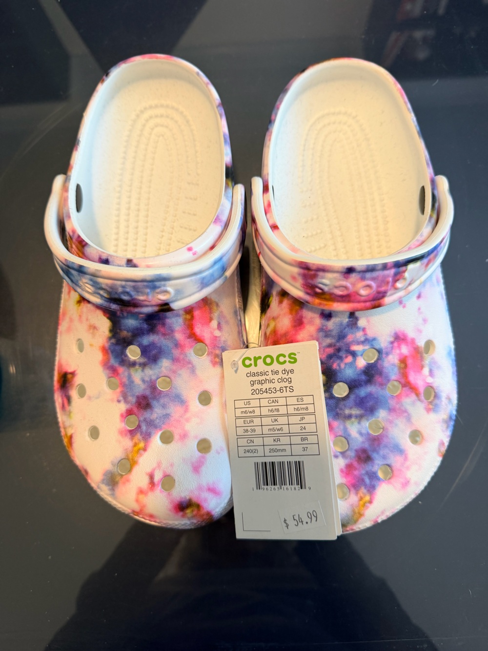Crocs Women’s Classic Tie-Dye Clogs - Pink & Blue - Brand New